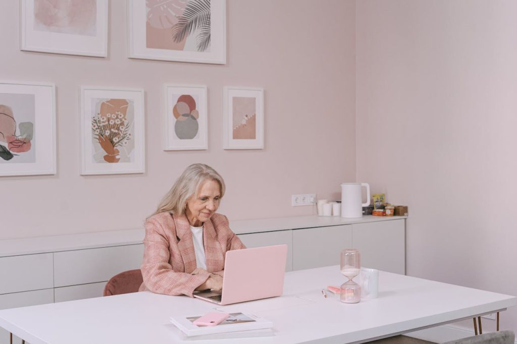 An Elderly Woman Using Her Laptop